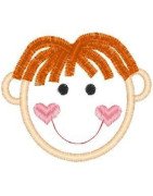 Outline Little Boy Red Hair Center Part Embroidery Design