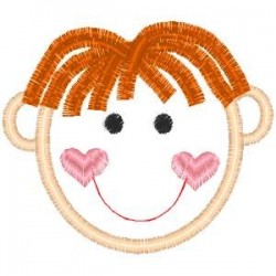 Outline Little Boy Red Hair Center Part Embroidery Design