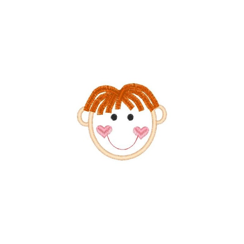Outline Little Boy Red Hair Center Part Embroidery Design