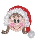 Fringe Girl Head in Santa Hat - 4 x 4