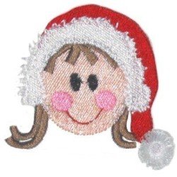 Fringe Girl Head in Santa Hat - 4 x 4