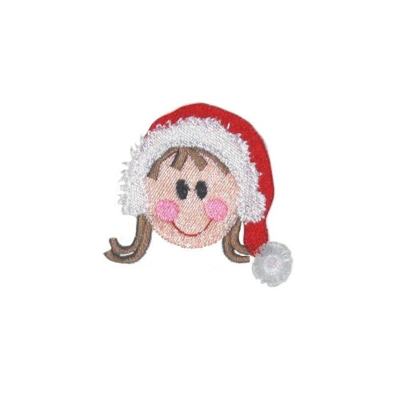 Fringe Girl Head in Santa Hat - 4 x 4
