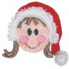 Fringe Girl Head in Santas Hat