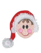 Fringe Boy Head in Santas Hat