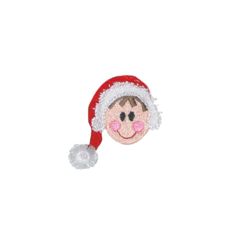 Fringe Boy Head in Santas Hat