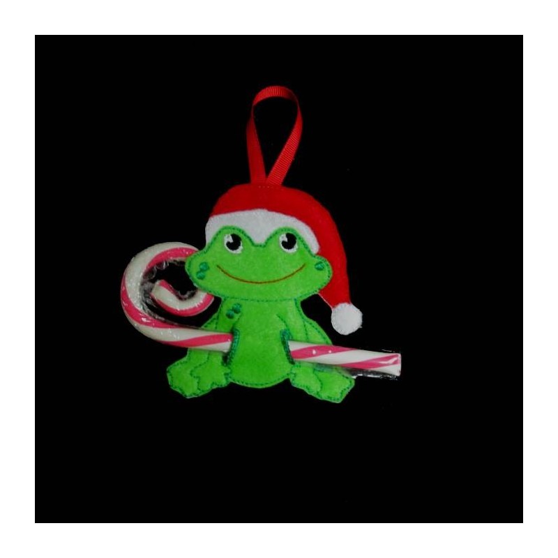 In the Hoop Frog Candy Cane Holder