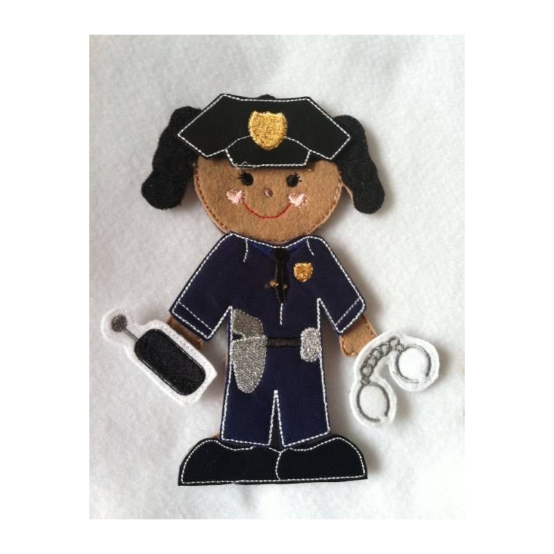 In the Hoop Flat Doll -  Police Officer