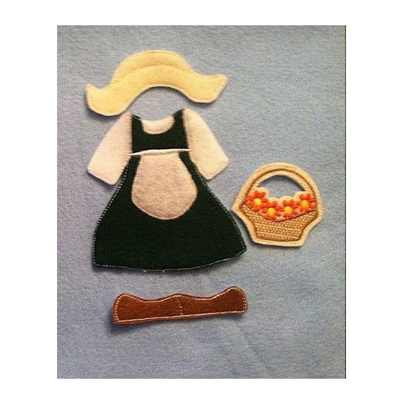 In the Hoop Flat Doll -  Colonial Girl