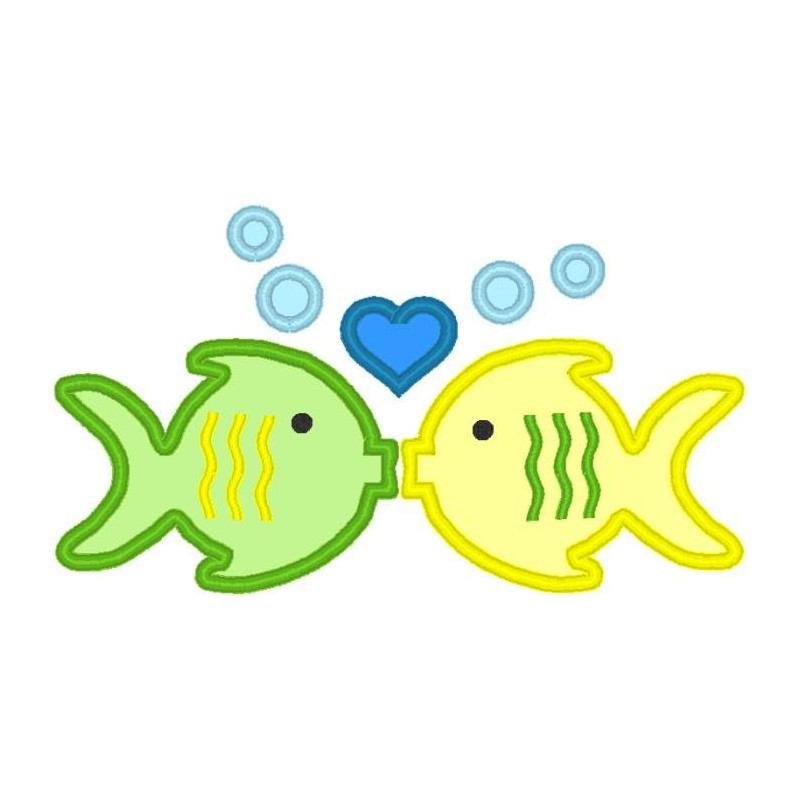 two fish kissing cartoon