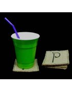 In the Hoop Burlap Coasters