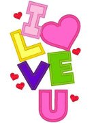 I Love U Applique