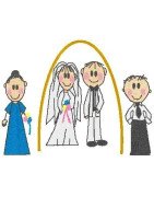 black-outline-wedding-party