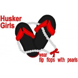 Huskers Flip Flops and Pearls