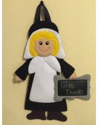 Pilgrim Girl and Sign Door Hanger