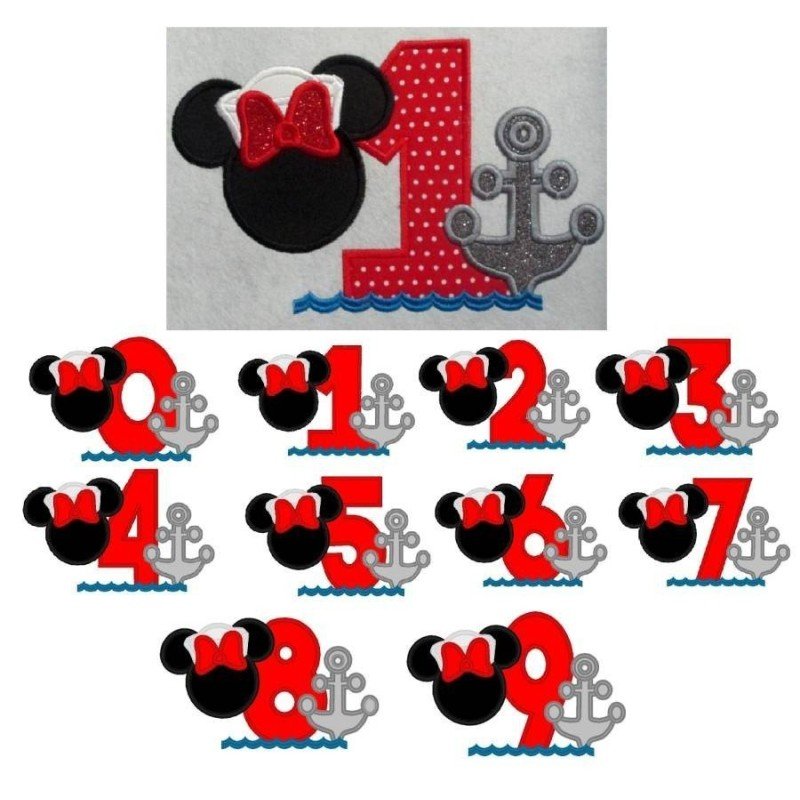 Applique Ms Mouse Sailor Numbers