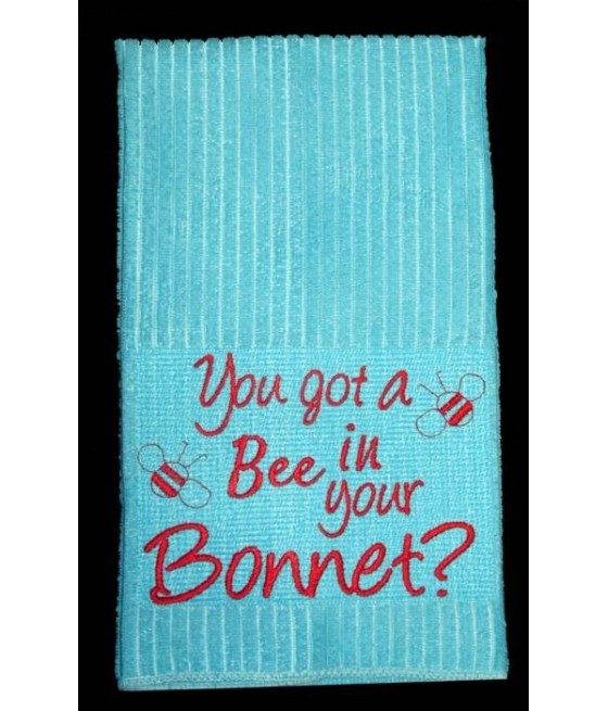 Bee Bonnet Kitchen Towel Saying