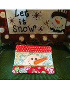 In Hoop Christmas Snowman Mug Rug