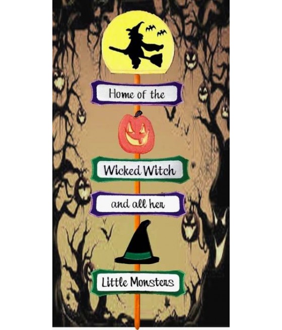 In Hoop Wicked Witch and Monsters Yard Sign