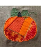 Appliqued Autumn Pumpkin Crazy Quilt Square