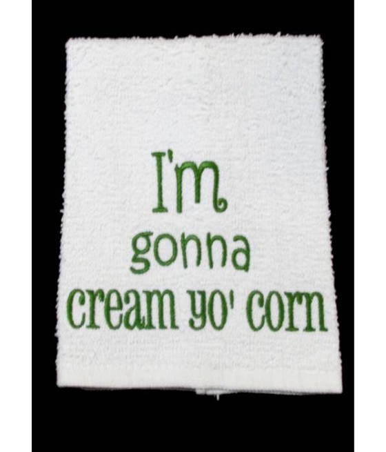 Cream Yo Corn Kitchen Towel Saying