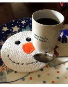 In Hoop Snowman Face Mug Rug