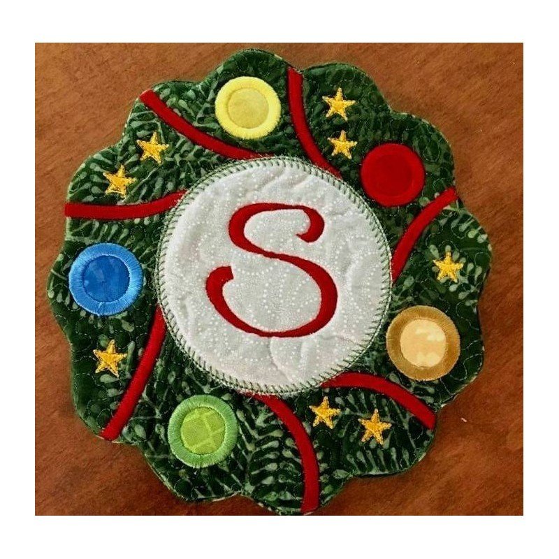 In Hoop Wreath Mug Rug