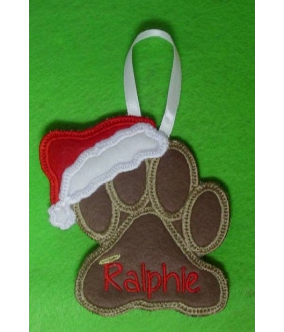 In Hoop Dog Paw Ornament