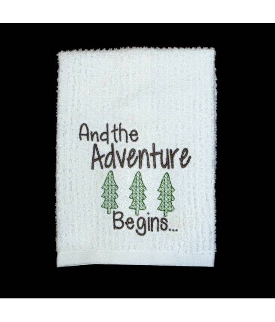 Adventure Begins Towel Saying