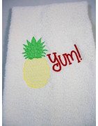 Yum Pineapple Towel Saying