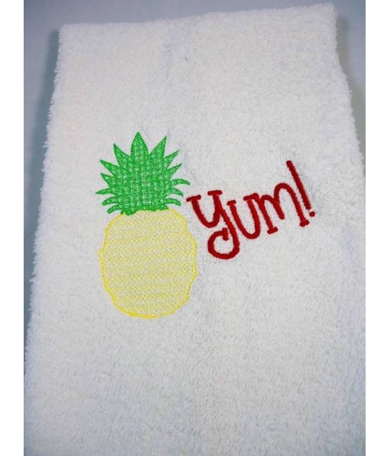 Yum Pineapple Towel Saying