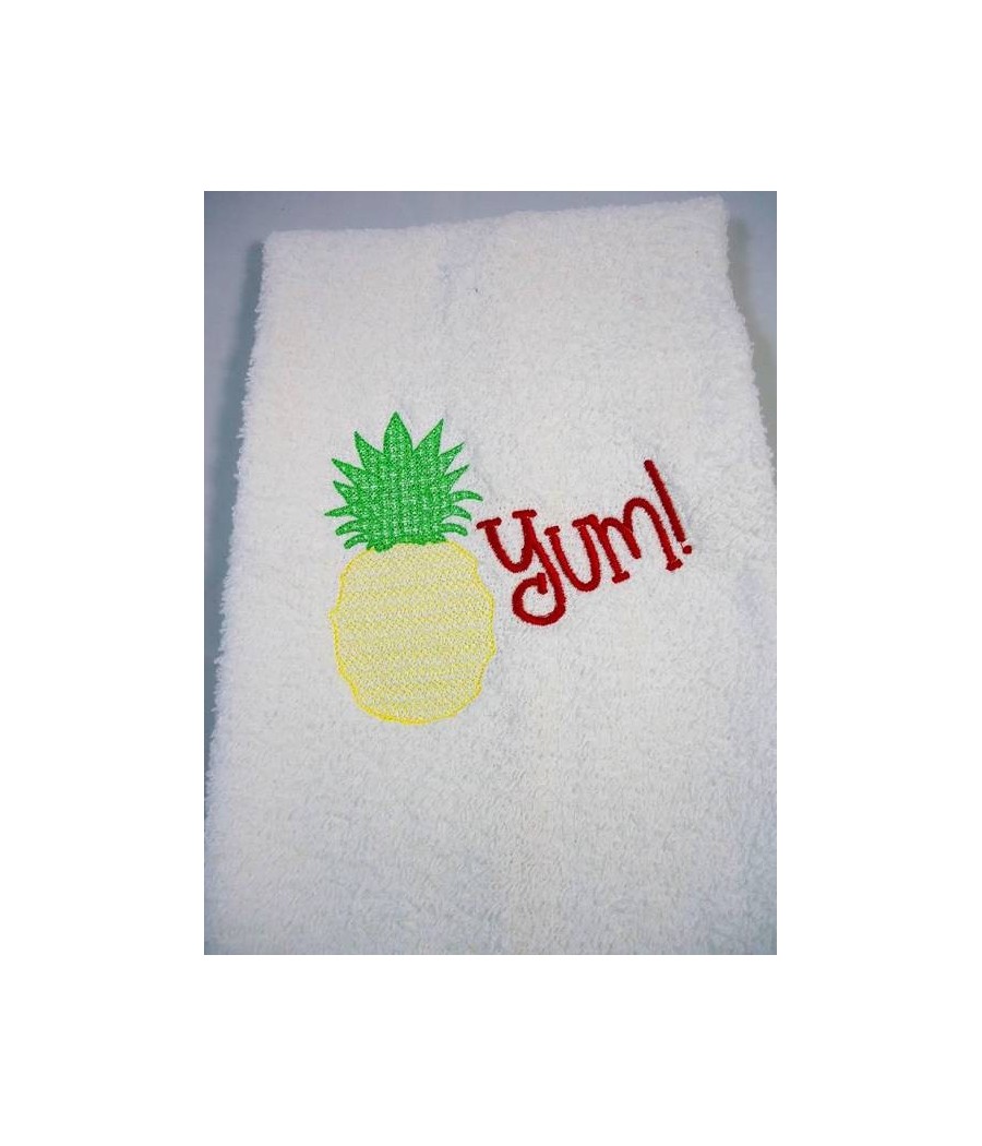 Yum Pineapple Towel Saying