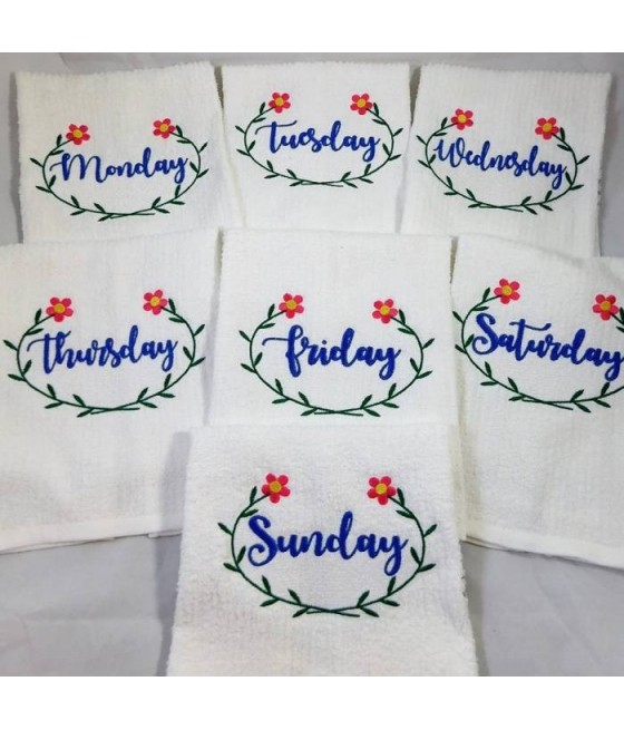 Days of the Week Flower Towel Set
