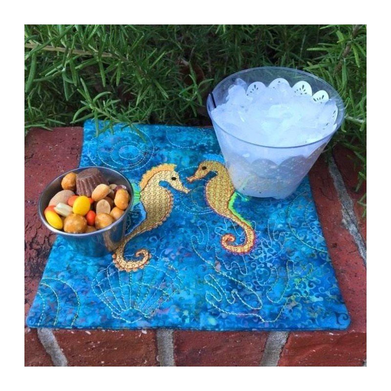 In Hoop Seahorse Mug Rug