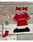 In Hoop Flat Doll Girl Christmas Set