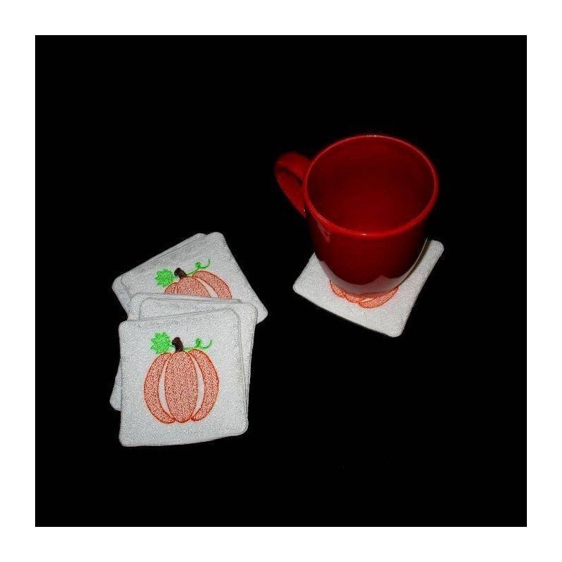 In Hoop Wholecloth Pumkin Coasters and Mug Rug