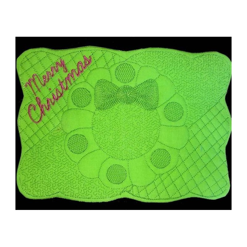 In Hoop Wholecloth Mug Rug Wreath