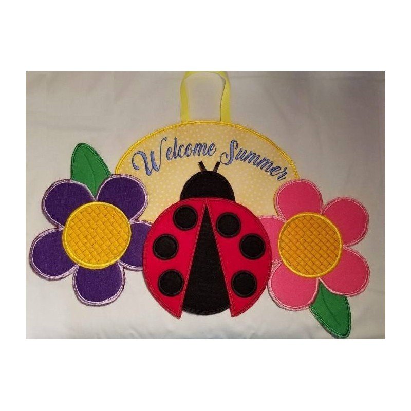 In Hoop Welcome Summer Door Hanger