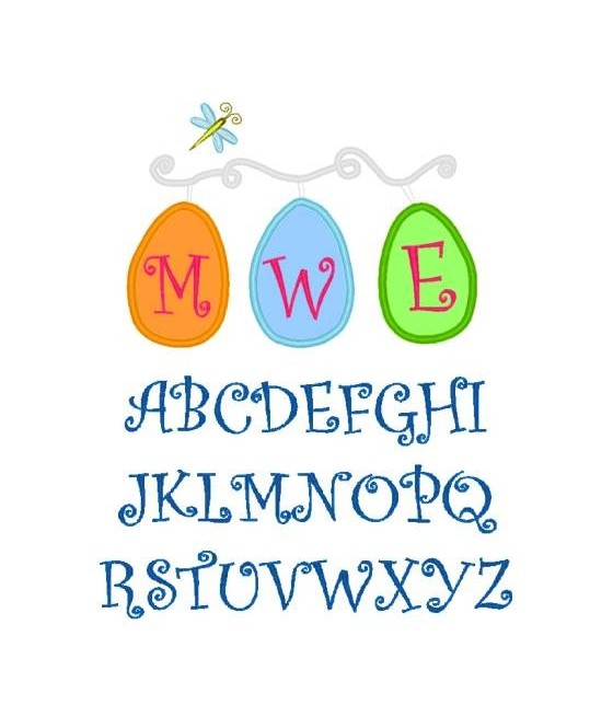 Specialty Applique Easter Egg Monogram Font
