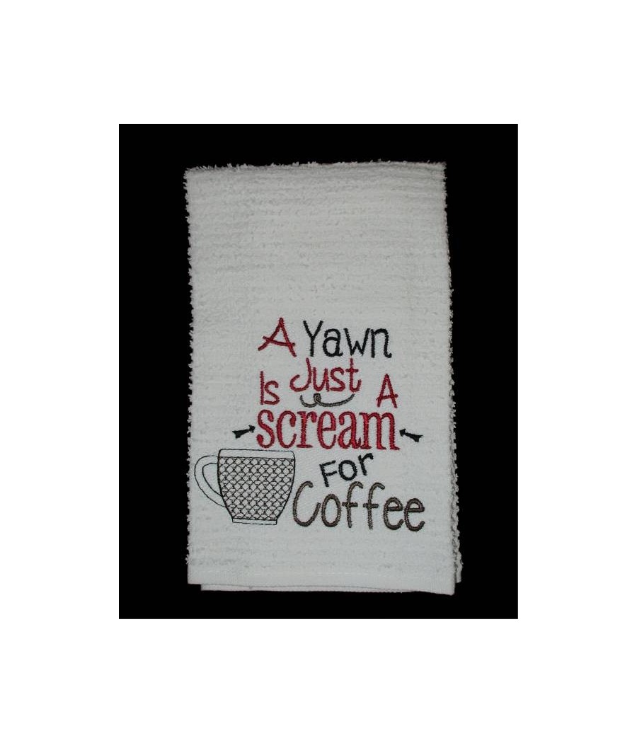 Yawn Coffee Towel Saying