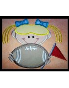 Applique Football Stick GIrl