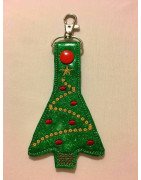 In Hoop Christmas Tree Key Fob