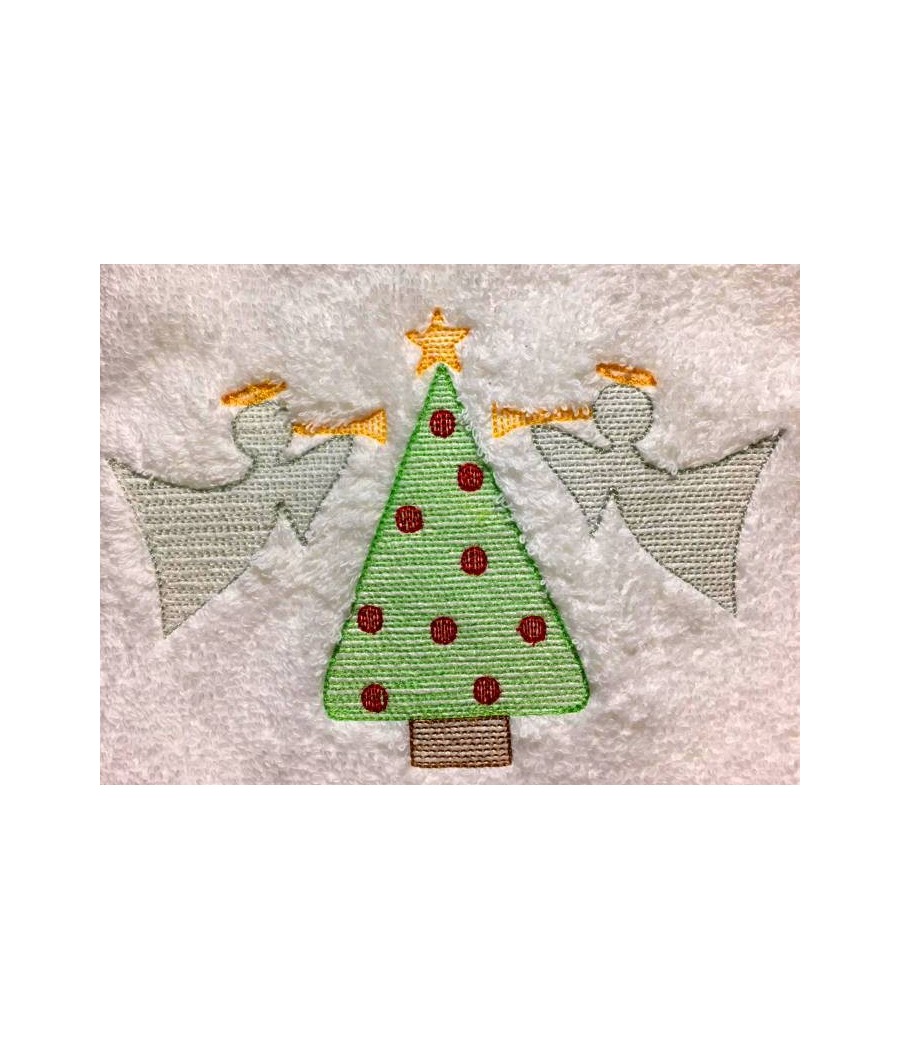 Christmas Tree and Angels Line Art