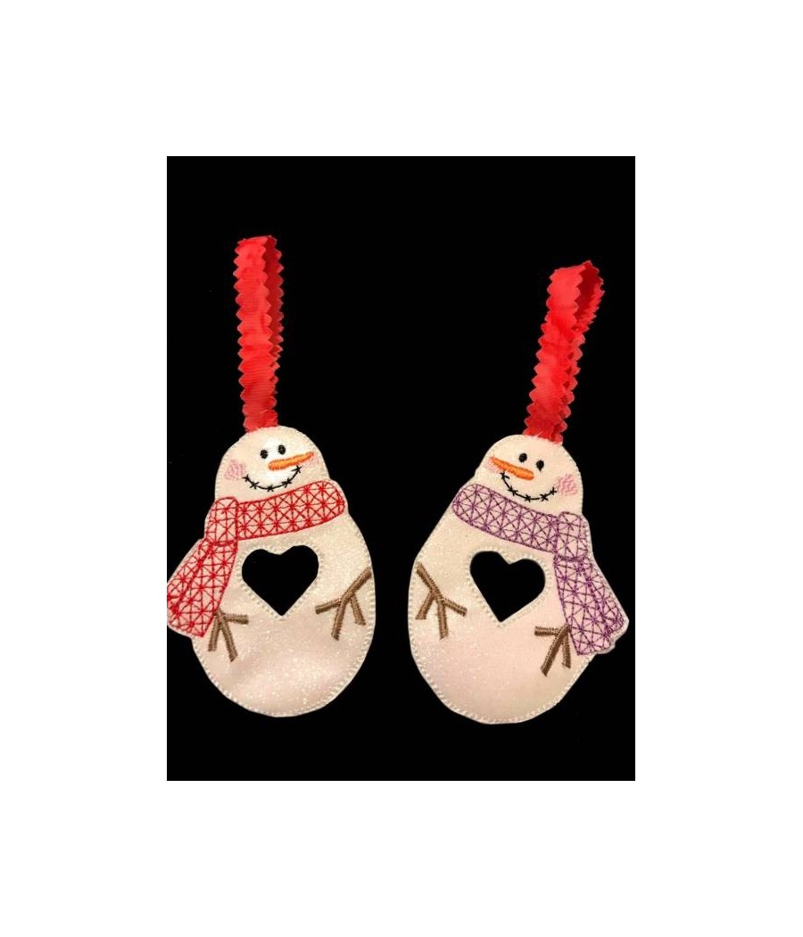 In Hoop Heart Snowman Ornament