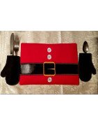 In Hoop Santa Mat and Gloves Silverware Holder