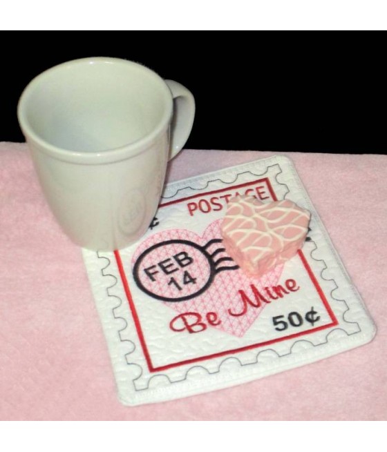 In Hoop Valentine Stamp Mug Rug