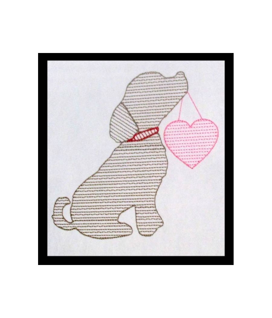 Puppy With Heart Line Art