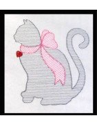 Kitty with Heart and Bow Line Art