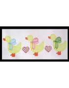 Three Ducks with Bows Line Art 