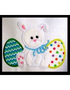 Sweet Bunny With Eggs Applique