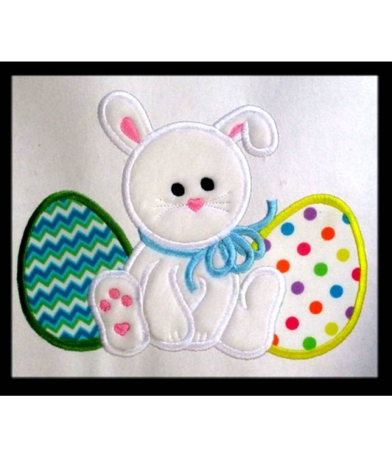 Sweet Bunny With Eggs Applique